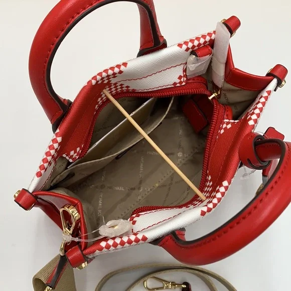 Michael Kors Mirella Extra-Small Logo Crossbody XBODY Shopper Bag Bright Red NWT - Picture 6 of 16